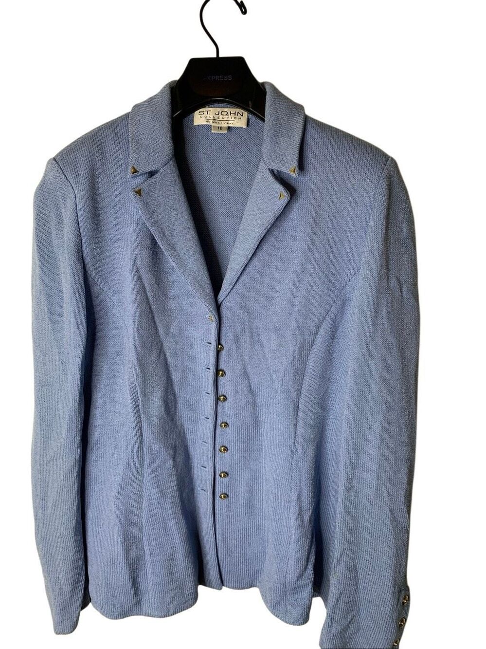 St. John Collection by Marie Gray santana knit jacket light blue women's size 10